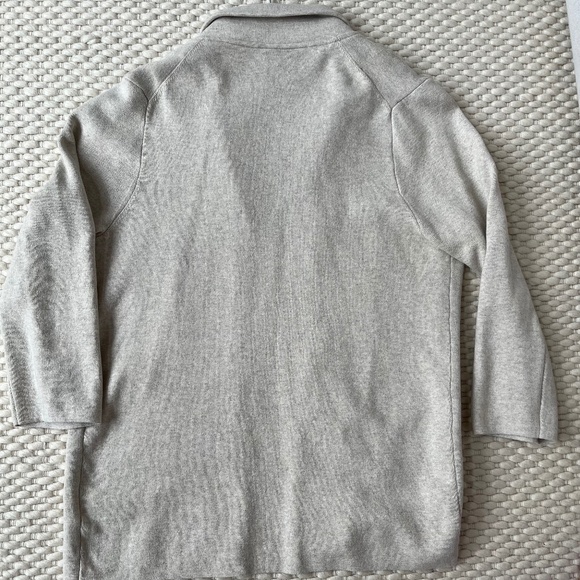 Quince Women’s Cotton Knit Blazer Jacket Large Oatmeal Gray Stretch Work EUC - Picture 2 of 4